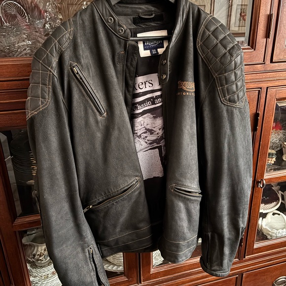 Triumph Black Leather Bomber Jacket